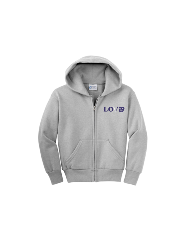 LOVE9 YOUTH Full-Zip Hooded Sweatshirt - Image 2